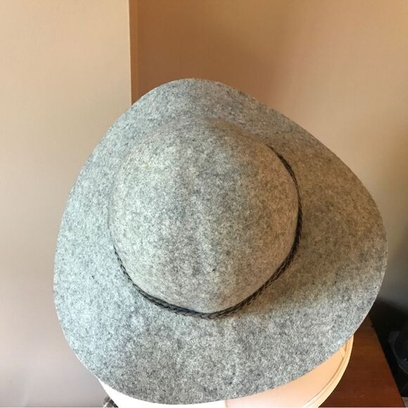 Lucky Brand Women's Felted Wool Roped Band Gray Floppy Boho Fall Winter Sun Hat - Picture 7 of 9